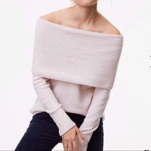 Loft Soft Pink Off the Shoulder Sweater with Button Cuffs, Sz L